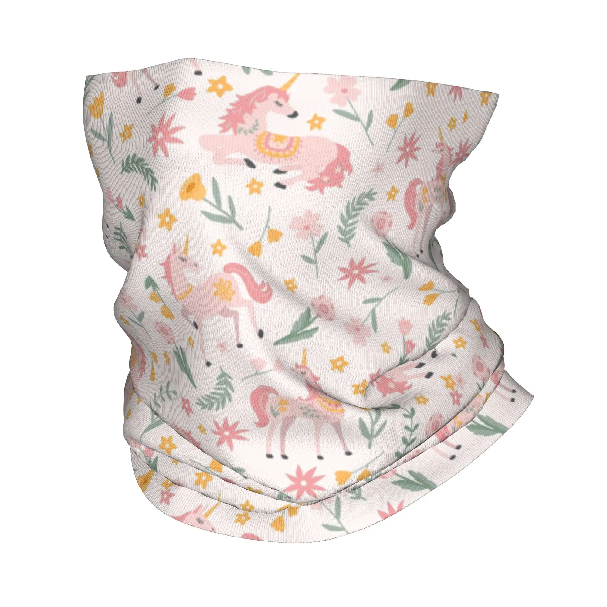 unicorn with flowers spring repeat pattern Bandana Neck Cover Printed Magic Scarf  Headband Hiking Fishing For Men Women Adult