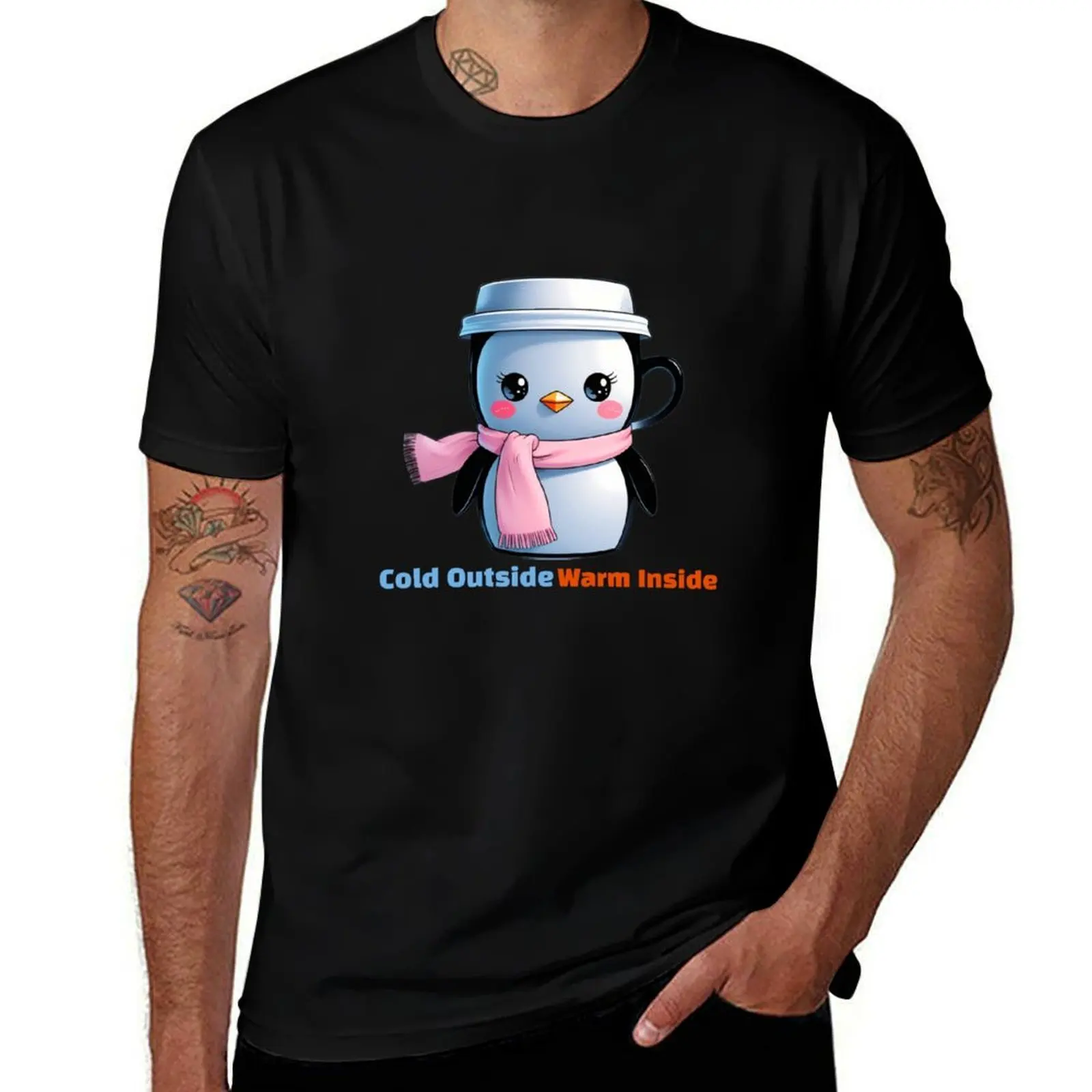 

Cozy Penguin Coffee Cup – Kawaii Winter Vibes T-Shirt shirts graphic Luxury man luxury designer sweat shirts, men