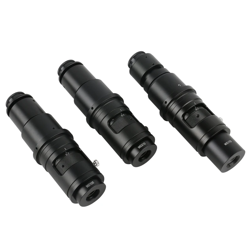 Kaca Pembesar Lensa Dudukan C Dapat Disesuaikan Parfokal 105X 160X 320X WD105 WD170 WD210 Tujuan untuk Kamera Mikroskop Video USB HDMI VGA