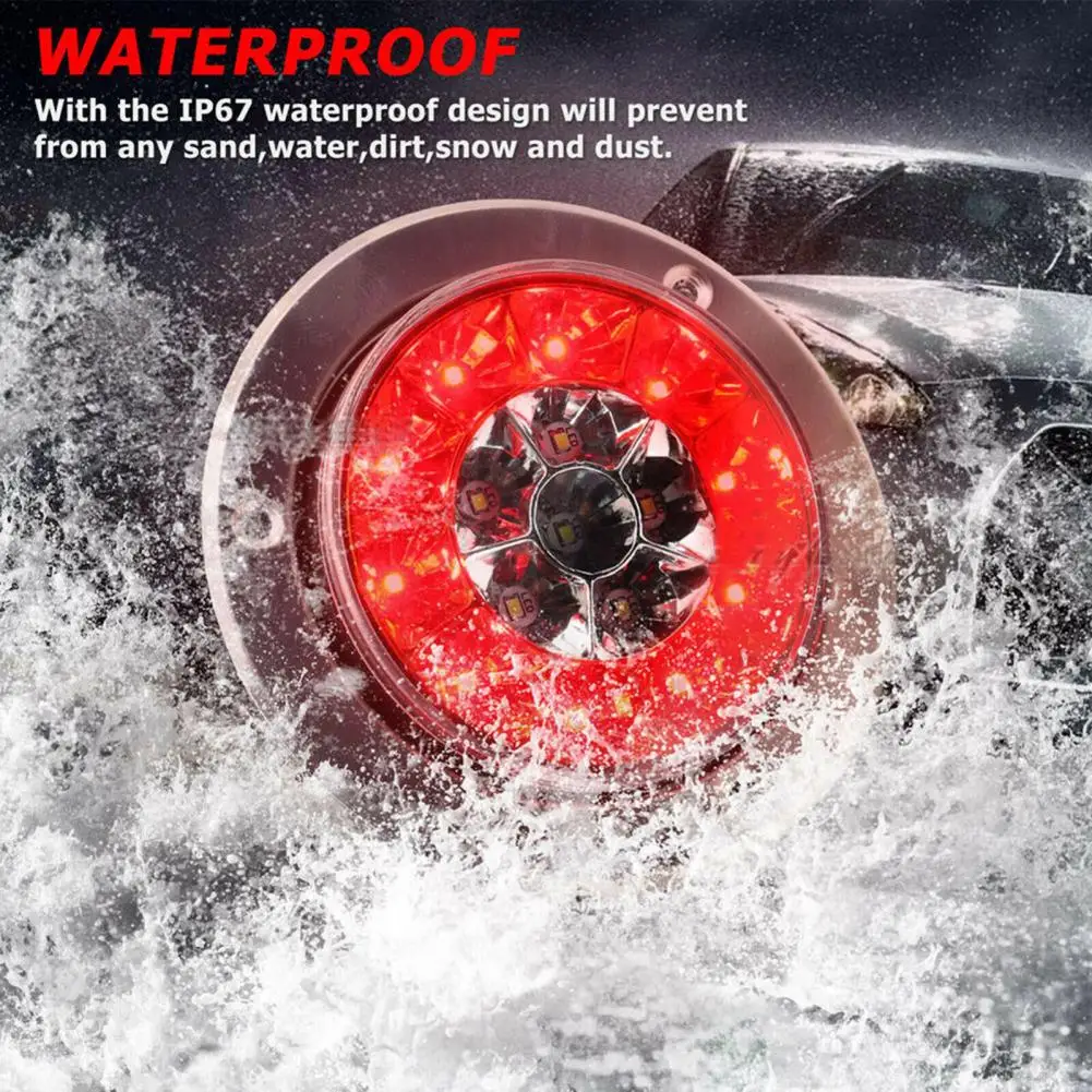 مصباح خلفي مقاوم للماء للسيارة ، توفير الطاقة ضوء الذيل ، ومكافحة بناء المصابيح الخلفية المستديرة ، مصباح الجانب ، 12 فولت ، 24 فولت ، 2 قطعة