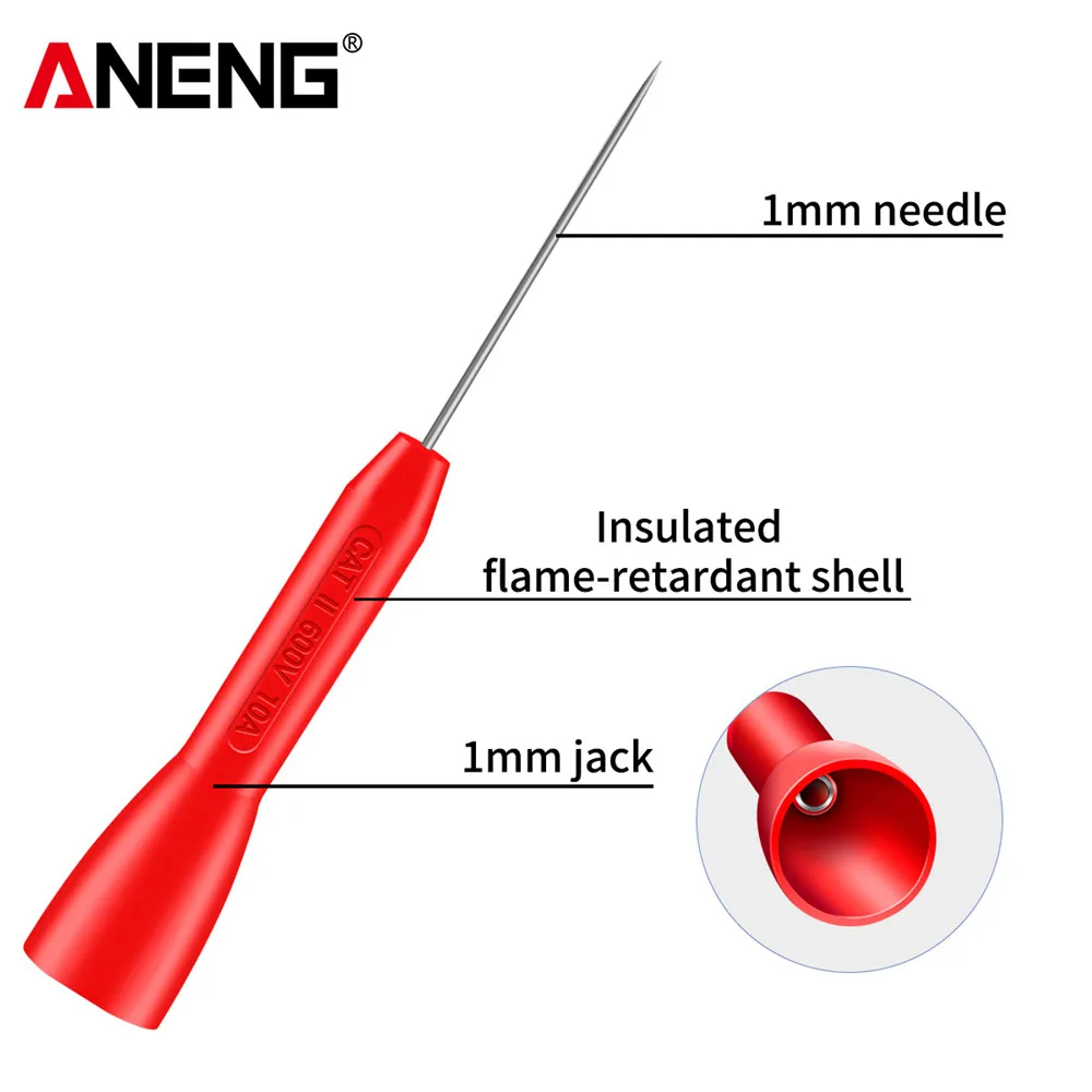 ANENG PT2002 1mm Pin igła do przekłuwania izolacji nieniszcząca multimetr sonda testowa 10A 600V do przewodu pomiarowego 2mm