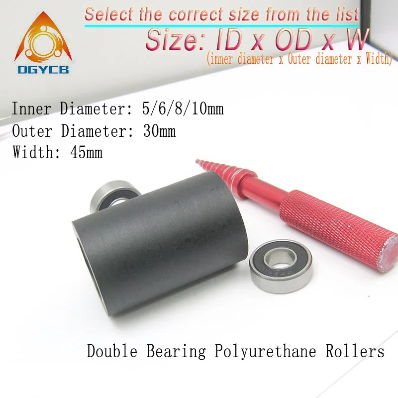 1pc 30mm Polyurethane Driven Wheel 10x30x45 PU680030-45 Double Bearing PU Coated Roller 10*30*45 Unpowered Conveyor Guide Pulley