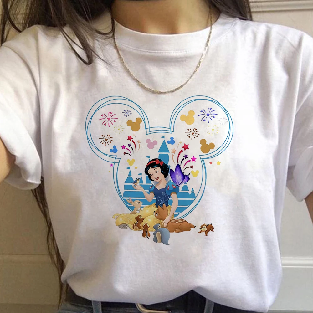 Kawaii Disney Cartoon Snow White T Shirt Women Princess Mickey Mouse T-shirts Female Short Sleeve Summer Girl Streetwear Y2k Tee