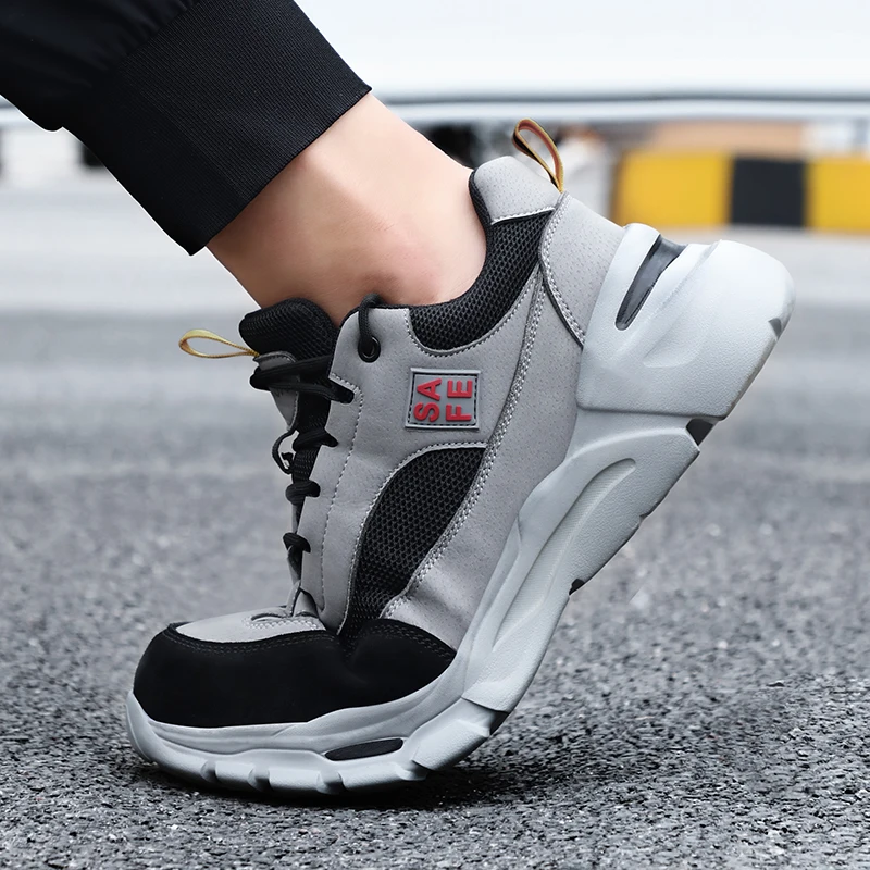 2022 Work Safety Shoes Steel Toe Anti-puncture Indestructible Men Safety Boots Sneaker Male Protective Footwear