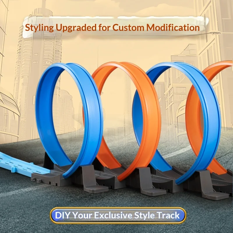 子供用 DIY トラック組み立て式高速周回レールカー プルバックレーシングカー 重力スライド教育玩具 ホリデー クリスマスギフト