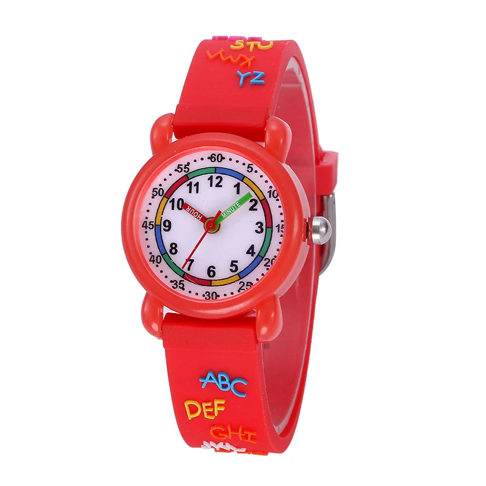 1 قطعة ساعة كرتونية بتصميم ثلاثي الأبعاد مقاومة للماء بحركة كوارتز باللون الأحمر المتين الآمن