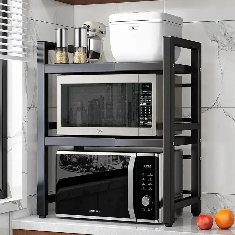

z Holder Retractable Kitchen Shelving Microwave Oven Rack Storage Household 2 layer Desktop Multifunctional Cabinet Home Applia