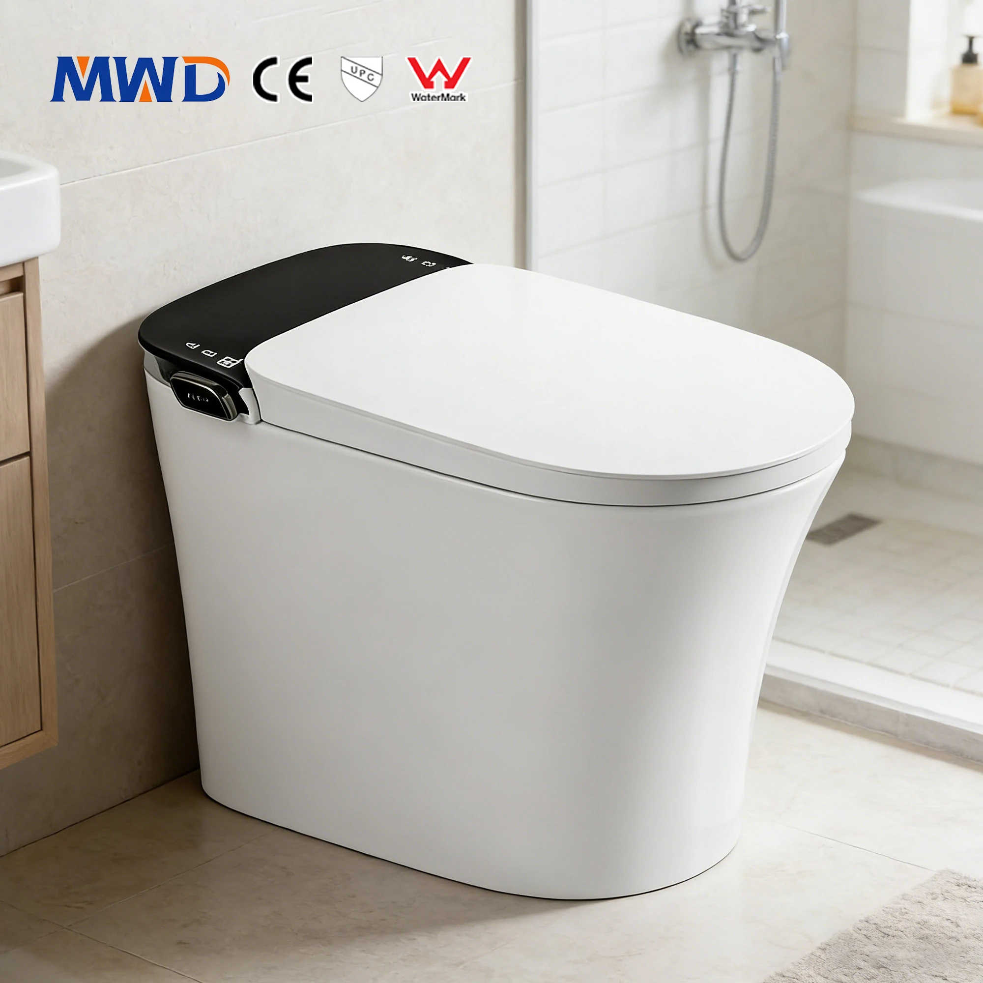 

Airow MWD Top Sale European CE Ceramic Smart Toilets Seat Heating Automatic Cover Intelligent Toilet Built-in Water Tank for Bat
