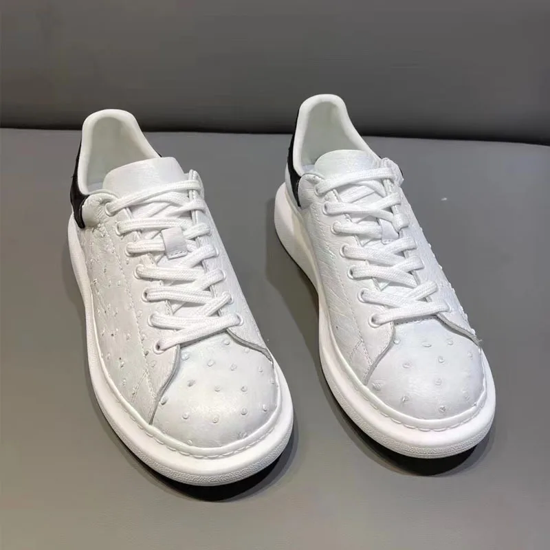 

New Autumn Winter South African Fashion Real Ostrich Leather Suede Casual Shoes Low Top Men's Shoes Men's Sneakers Leather Shoes