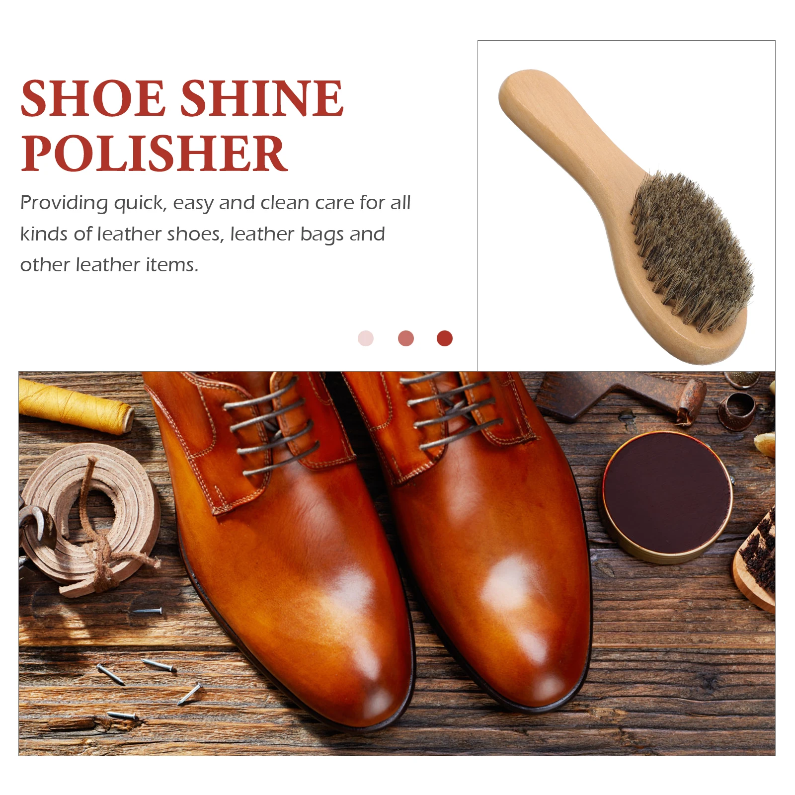 

Bent Head Pig Bristle Wood Handle For Sole Heel Polishing Soft Bristle Shoe Shoe Cleaning Brush Boot Cleaning Brush