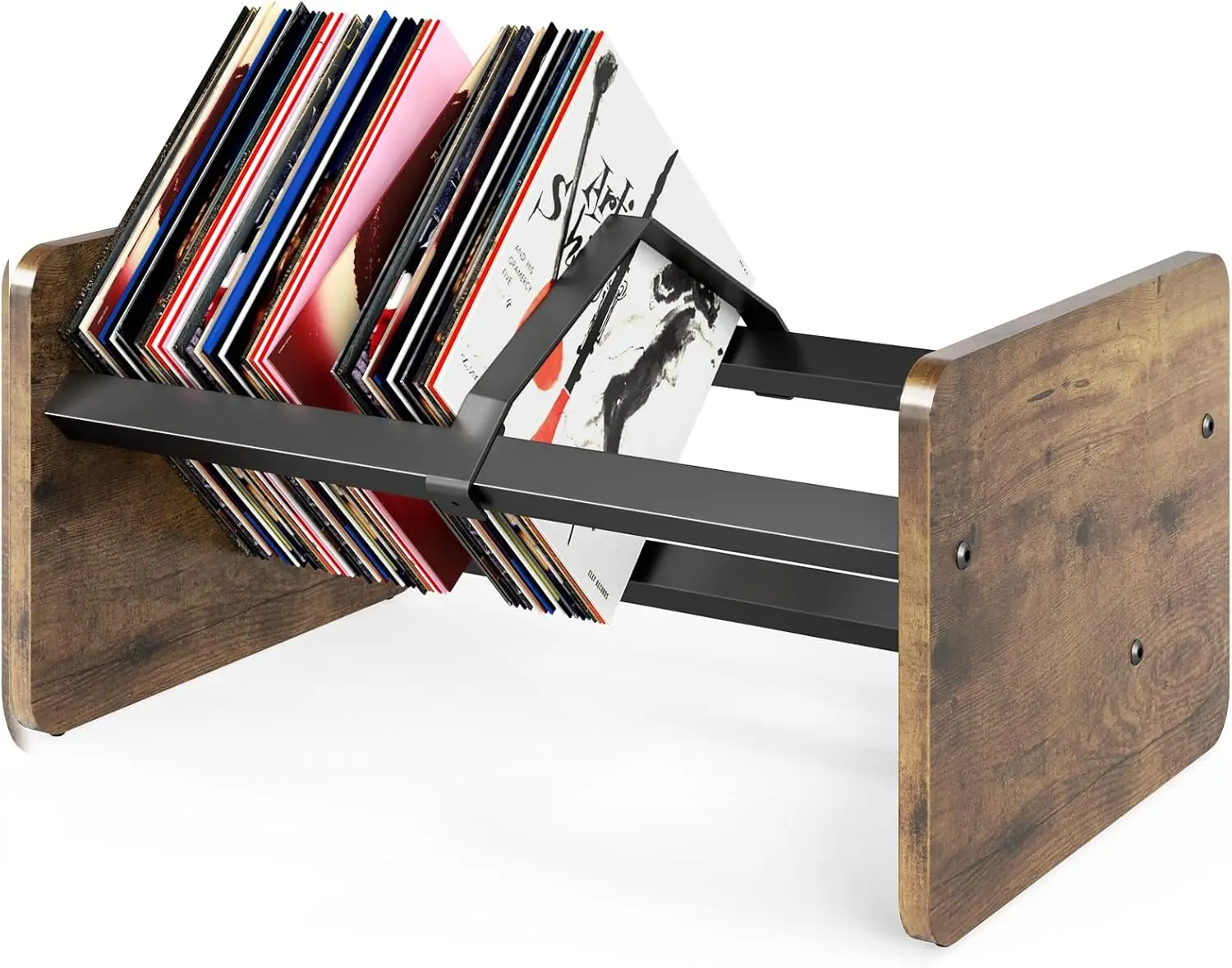 

Wooden Record Player Stand with Vinyl Storage Shelf, Display and Holder for Living Room or Bedroom