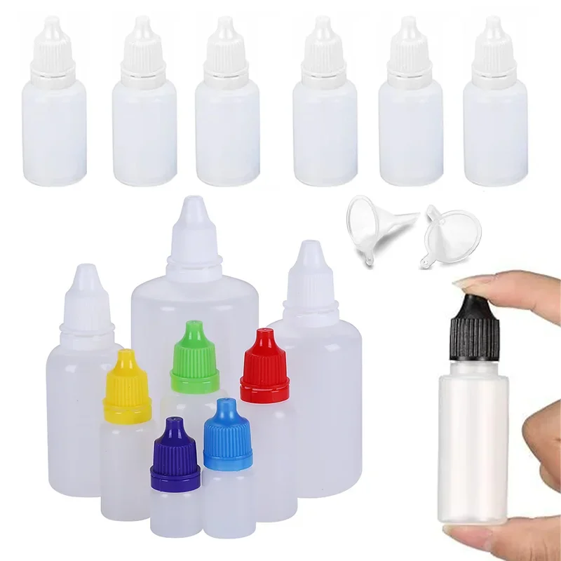 

10pcs 5ml-100ml Plastic Squeezable Dropper Bottles Empty Eye Liquid Drops Travel Refillable Containers with Screw Childproof Cap