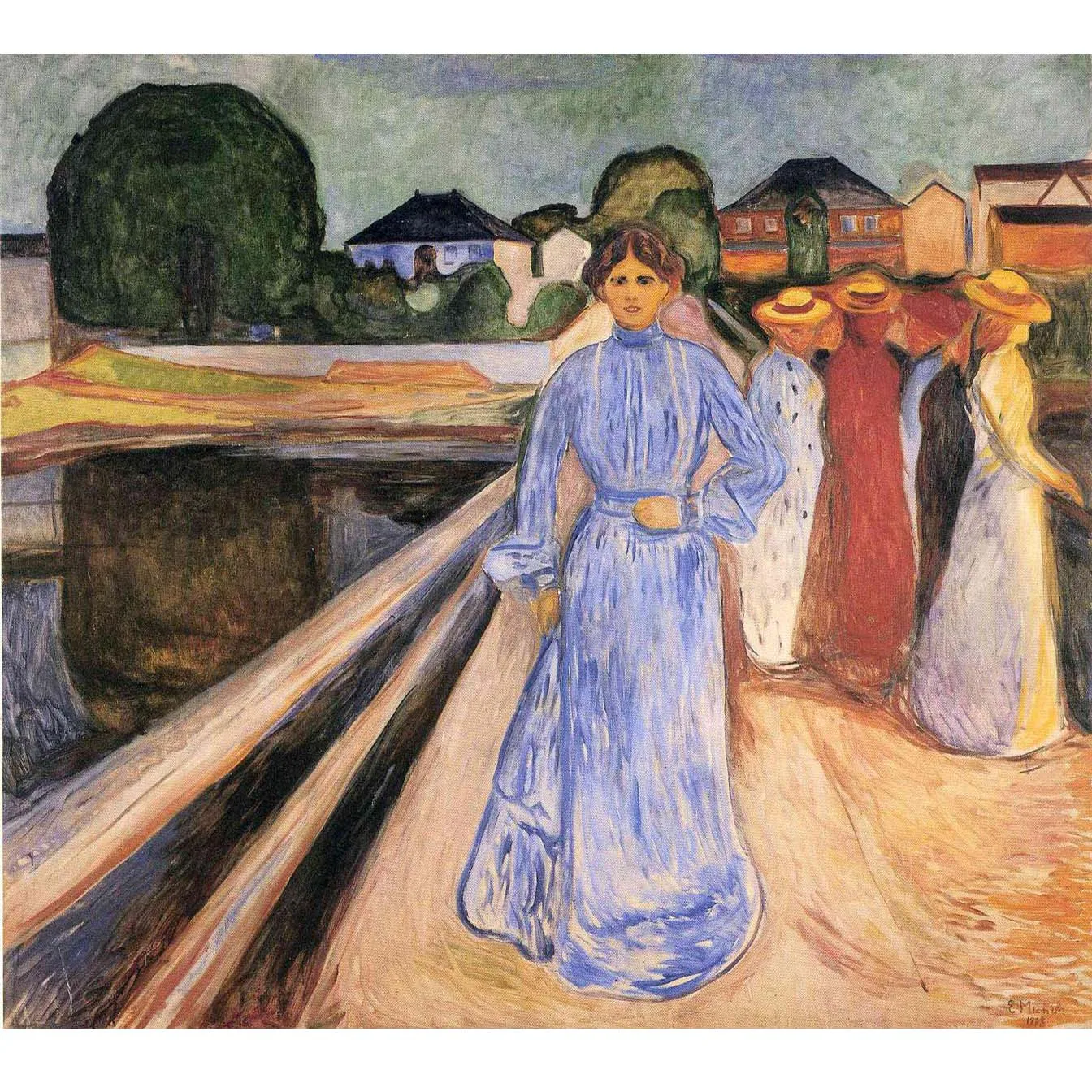 Edvard Munch oil painting,Women on the Bridge,Hand-painted world famous painting reproduction,Picture decoration for home