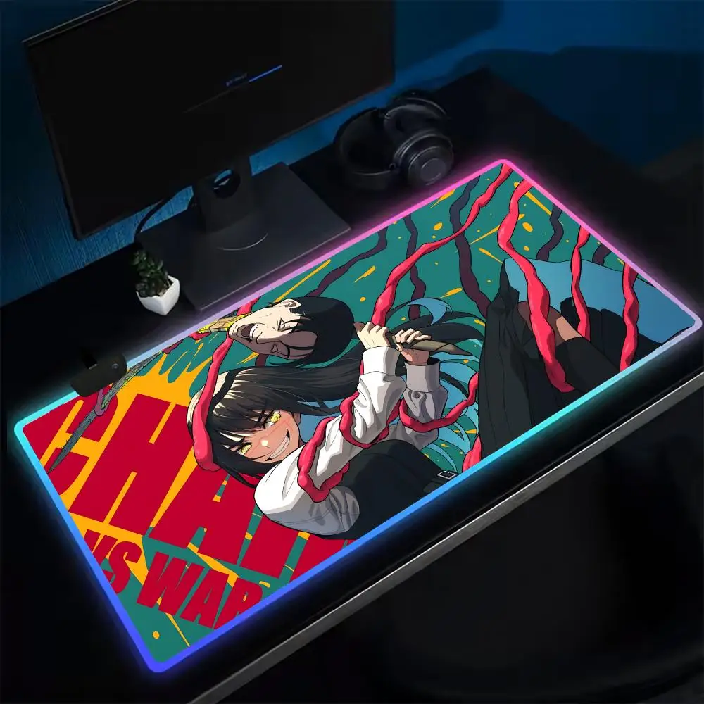 

Cartoon W-War D-Devil Mouse Pad Anime Gaming Mouse Pad LED Table Pads Backlit Rubber Desktop XXL RGB Desk Mats
