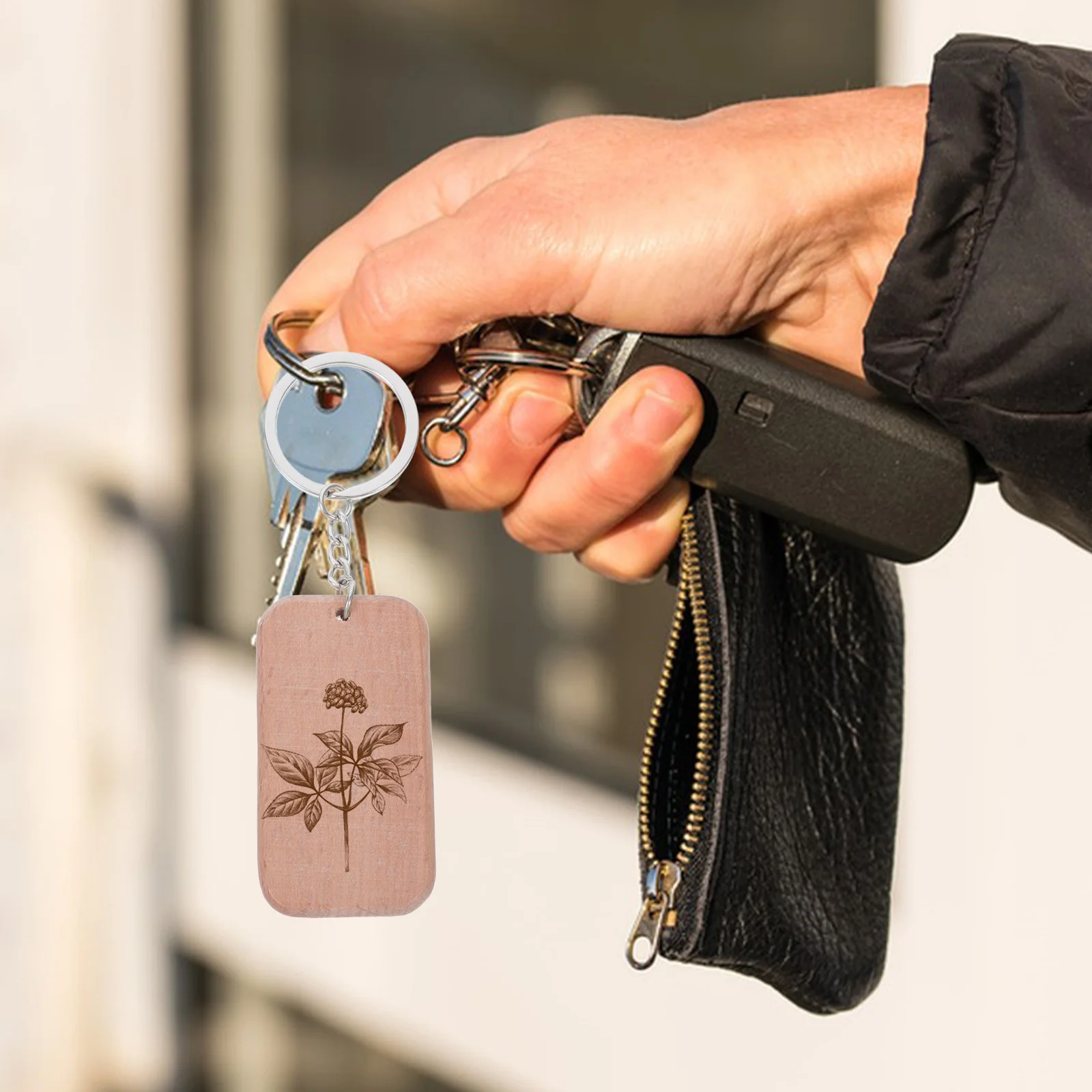 

10Pcs Wooden Keychain Blanks Beech Wood Rectangular Engravable Tags DIY Craft Key Rings Blank Accessories Wooden Key Chains