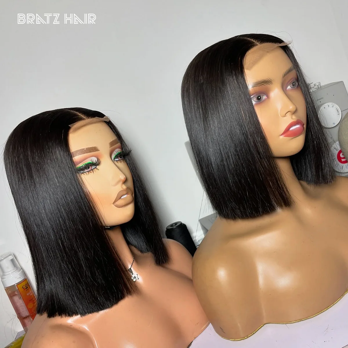 이중 그려진 본 스트레이트 인모 밥 가발, 자연 색상, 13x6, 13x4 레이스 프론트 밥 가발, 미리 뽑은 4x4, 5x5, 2x6 클로저 가발