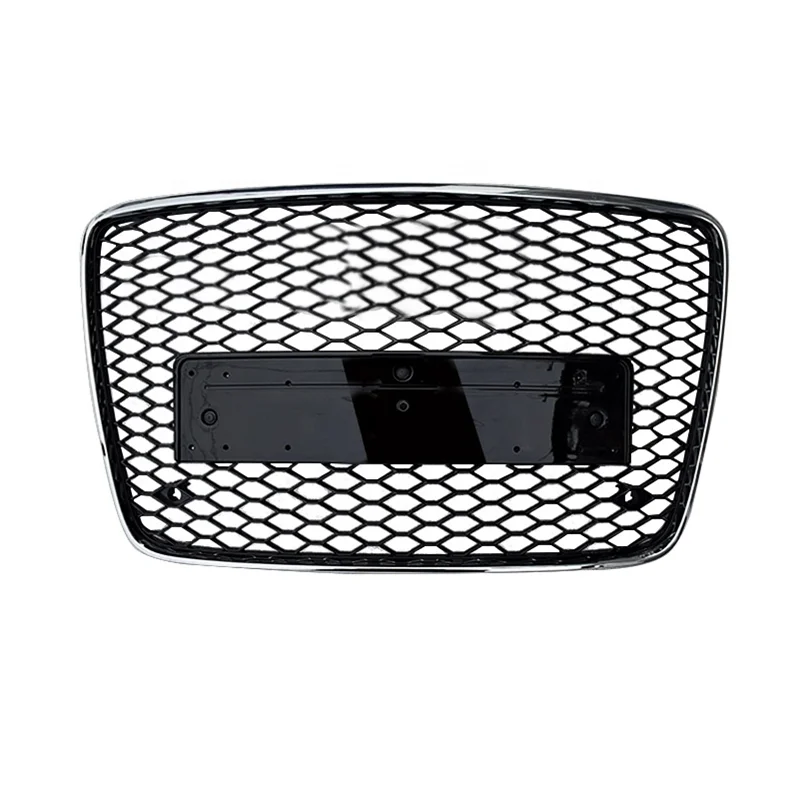 Car Accessories Front Grille for Audi Q7 2005-2015 Upgrade RSQ7 Honeycomb Style Black Racing Hood Grills with Silvery Rings