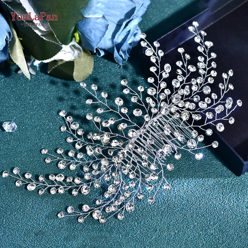 YouLaPan Silver Color Rhinestone Hair Comb Wedding Bridal Hair Accessories Women Trendy Headpiece Handmade Hairwear HP827