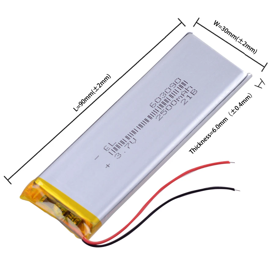 3.7V 2500mAh 603090 Rechargeable Lithium Li-ion Polymer Battery 303090 403090 503090 703090 803090 903090 103090 602990 902990