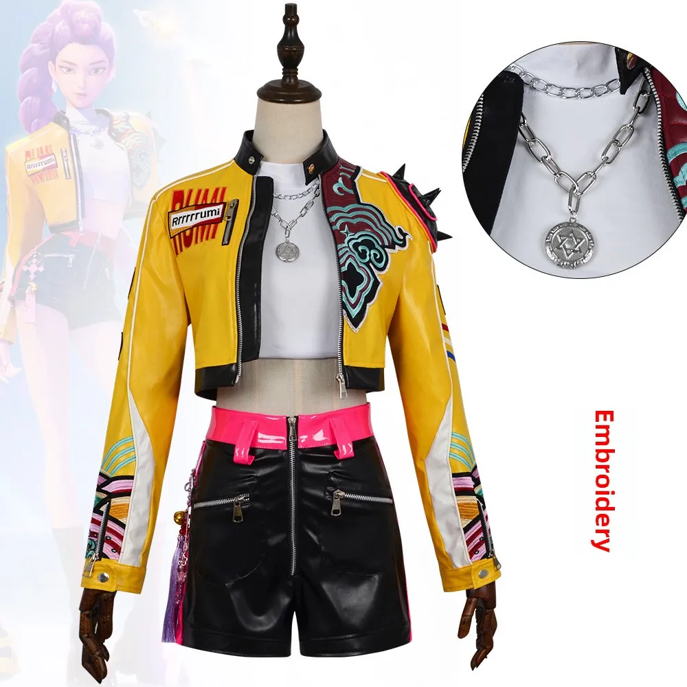 

Rumi K-Pop: Demon Hunters Cosplay Costumes Halloween Party Clothing Women Comic-con Complete Set Outfits Carnival Stage Garment
