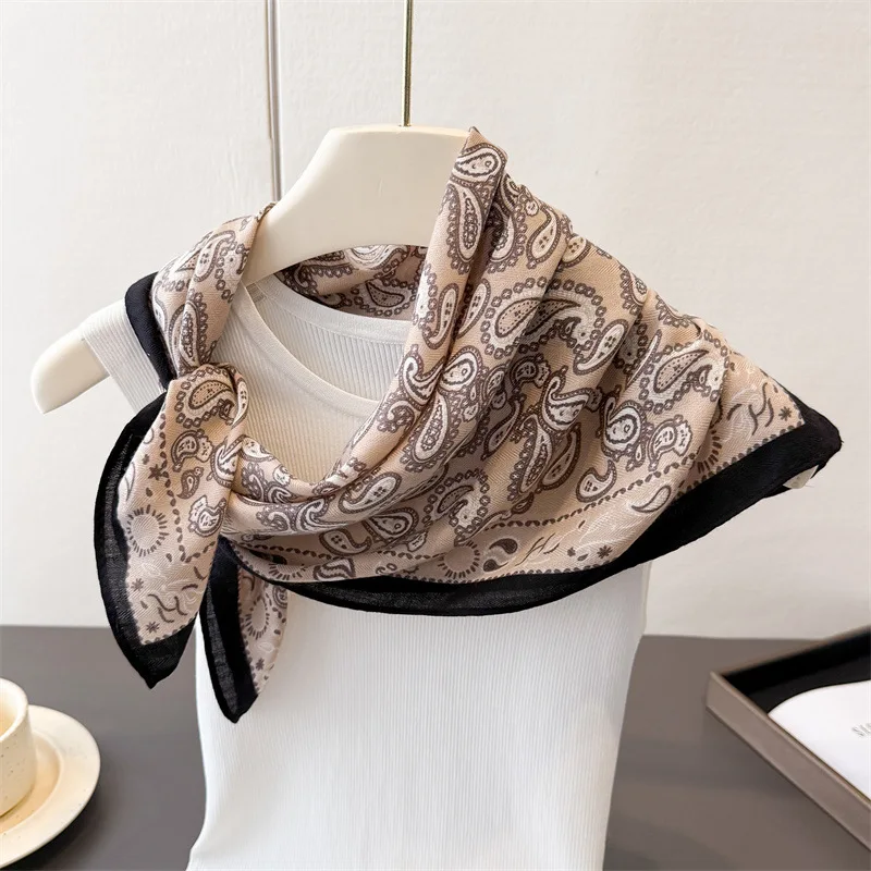 65*65 cm Mode Paisley Druck Baumwolle Gefühl Kopftuch Frühling Herbst Warme Hals Schals Frauen Dekoration Weiche Foulard Bandana wraps
