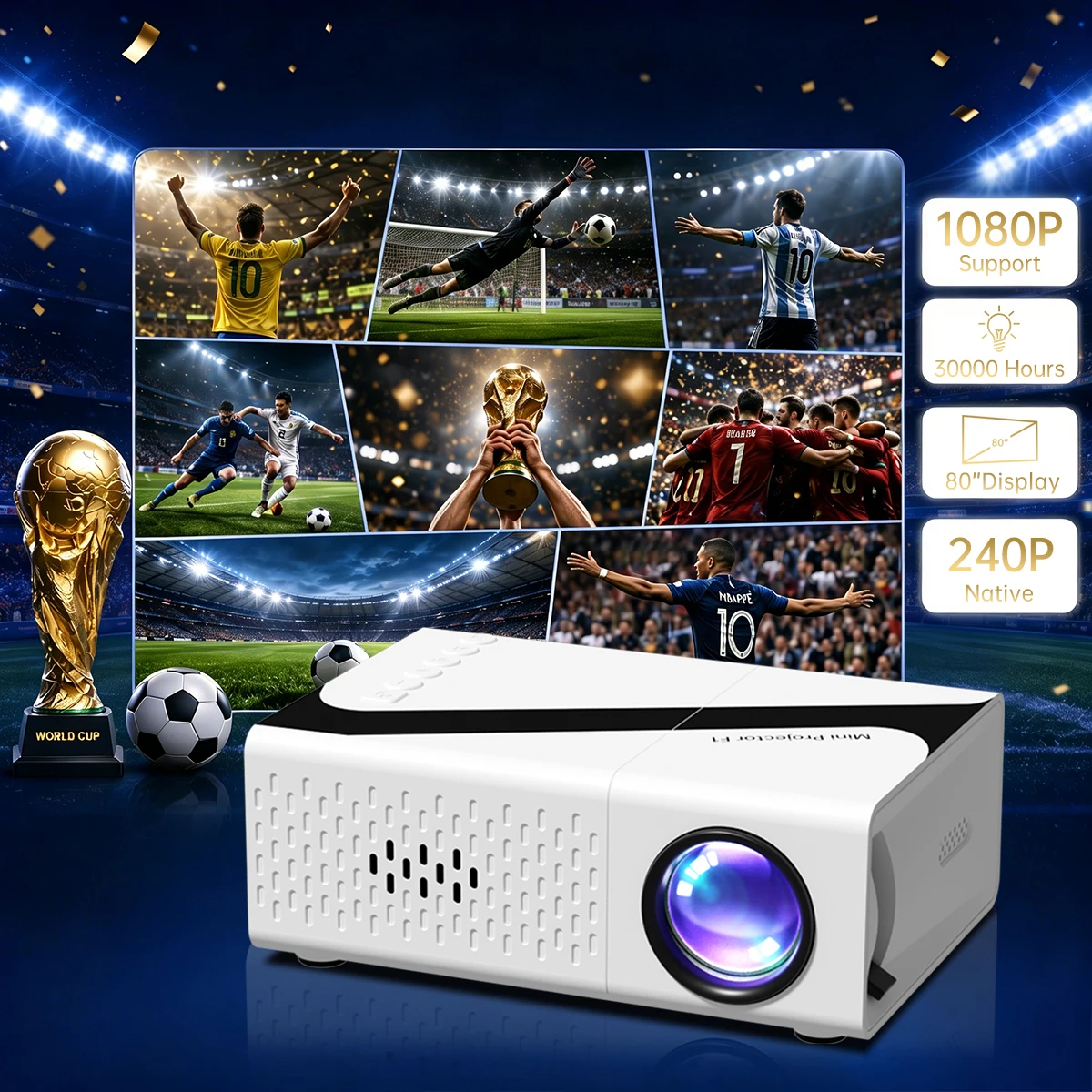 Home Cinema Gaming - โปรเจคเตอร์พกพาขนาดเล็ก LED ไมโครโปรเจคเตอร์ ความละเอียดเนทีฟ 240P รองรับ