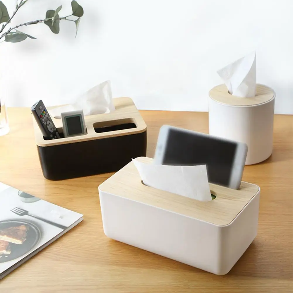 NEW Wooden Tissue Box Multifunctional Facial Tissue Dispenser Box Napkin Organizer For Bathroom Bedroom Living Room