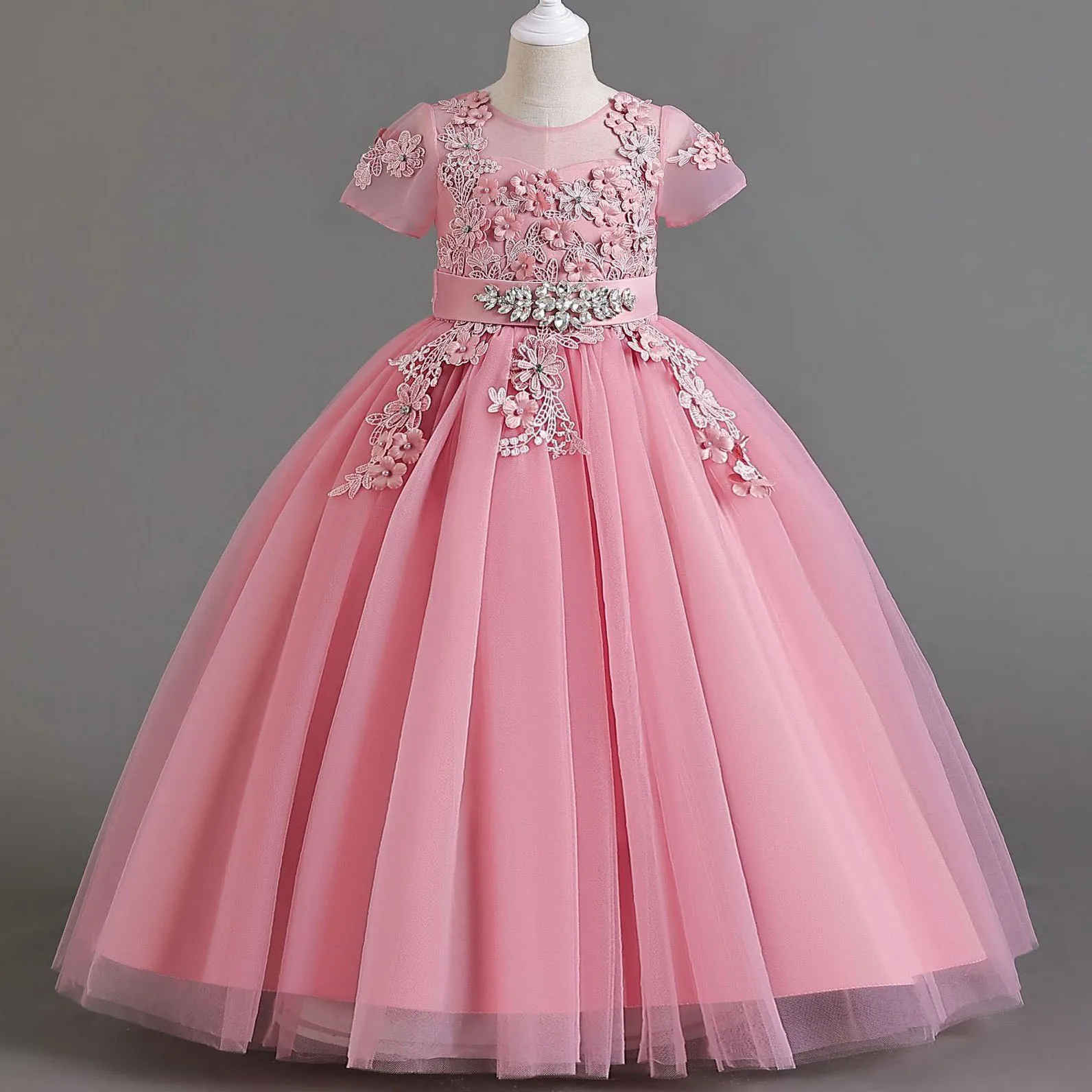 Charlotte mn-Superbe robe de reconstitution historique pour petites grandes filles, mancherons, fleur, fête d'anniversaire, cérémonie de remise des diplômes