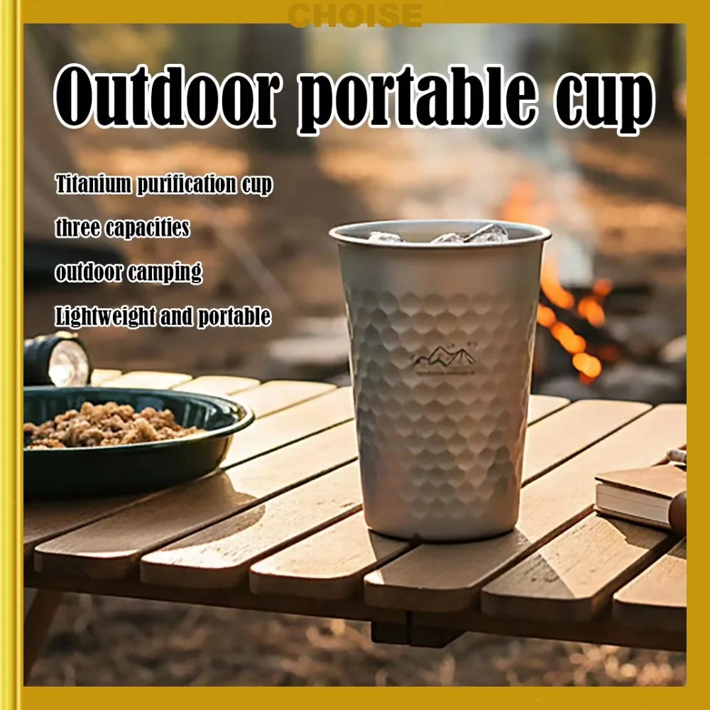 350-600ml Reine Titan-Trinkbecher Wasserbecher Ultraleichte Kaffee-Saftbecher für Zuhause Outdoor Camping Picknick