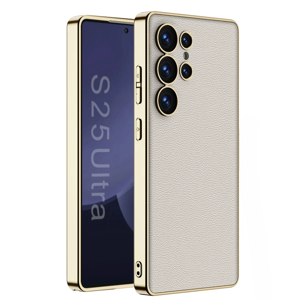 

Ultra Thin Electroplated Frosted Leather Case for Samsung Galaxy S25 Ultra All Inclusive Shockproof Protection Cover Accessories