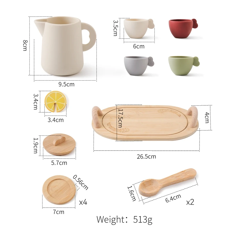 Baby Holz Montessori Spielzeug Silikon Tassen Holz teller Tabletts Dessert Modell spielen Haus Nachmittags tee Set Kinder Puzzle Spielzeug Geschenk – Detail 38