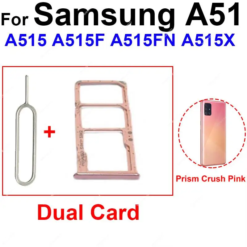 Daul & Single Sim Card For Samsung A51 A515 A515F A71 A715 A715F Sim Card Tray  Card Holder Adapter Socket Replacment Parts