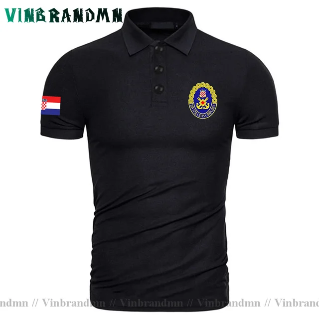 BLACK Croatia Hrvatska Croatian HRV Croats Flag Short sleeve Polo shirt Solid Comfort Mens Slim Business POLO shirts Breathable