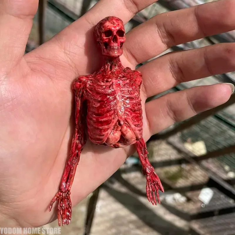 Handmade Blood Skull Gothic Mini Sculpture, 1/6 & 1/12 Scale Ornament for Action Figure Matching Halloween Home Decor
