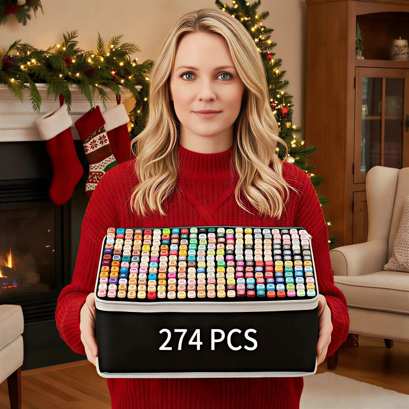 

274 Colors Markers Set, Dual Tips Blender Art Markers for Drawing Sketching Coloring Artist Pens And Underlining