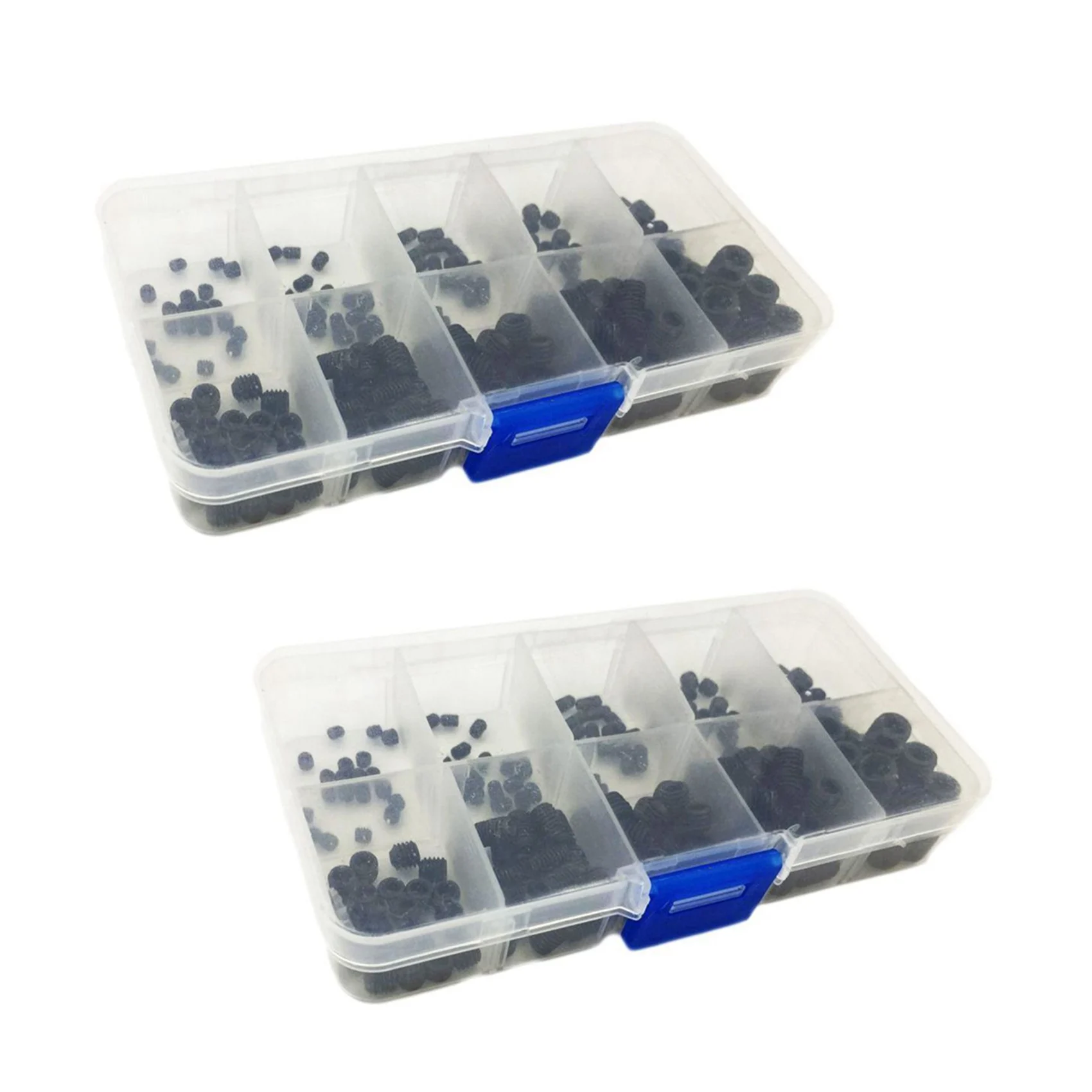 400PCS M3 M5 M6 M8 Hex Head Socket Hex Grub Screw Set Assortment Kit(Black Alloy Steel)