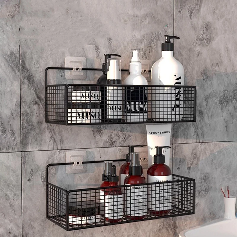 

1pcs Bathroom Organiser Multifunctional Toiletries Organiser No-Punch Bathroom Shelf Bathroom Kitchen Wall Mount Storage Rack