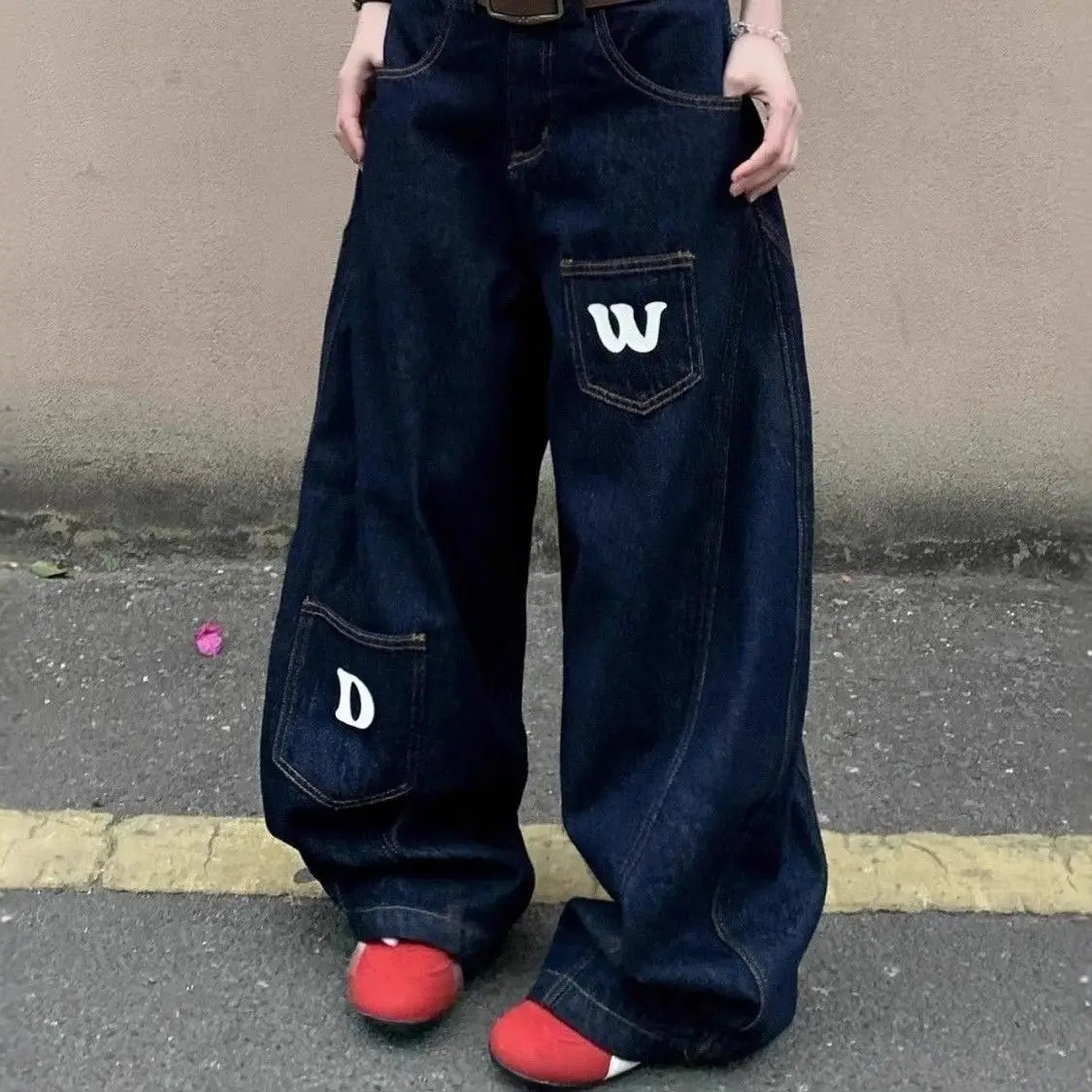 

American retro Y2K jeans for men and women in spring and summer new loose wide leg floor pants men pants streetwear trousers men