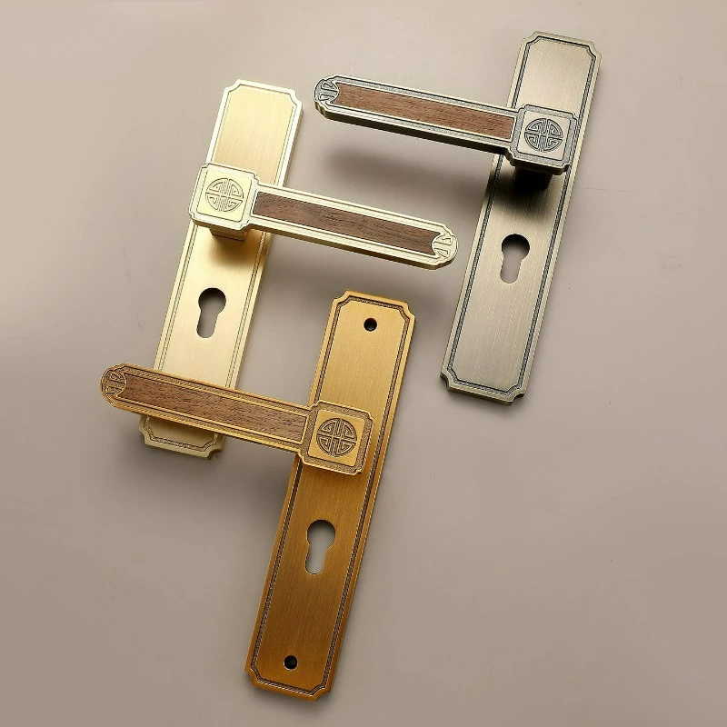 French Style Light Luxury Silent Room Door Lock, Household Interior Bedroom, Wooden Door Lock, Integrated Panel Lock Handle Lock