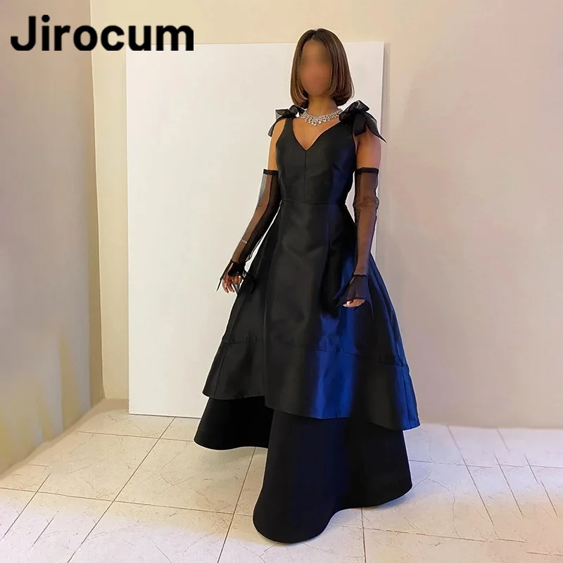 

Jirocum Sexy V Neck Prom Dress Women's Elegant A Line Long Sleeve Party Evening Gown Floor Length 2024 New Formal Occasion Gowns