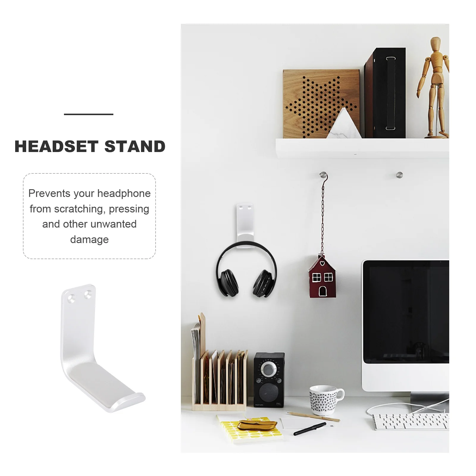 

Brackets Headphone Stand Headset Shelf Aluminum Alloy Headsets Holder Silver Office