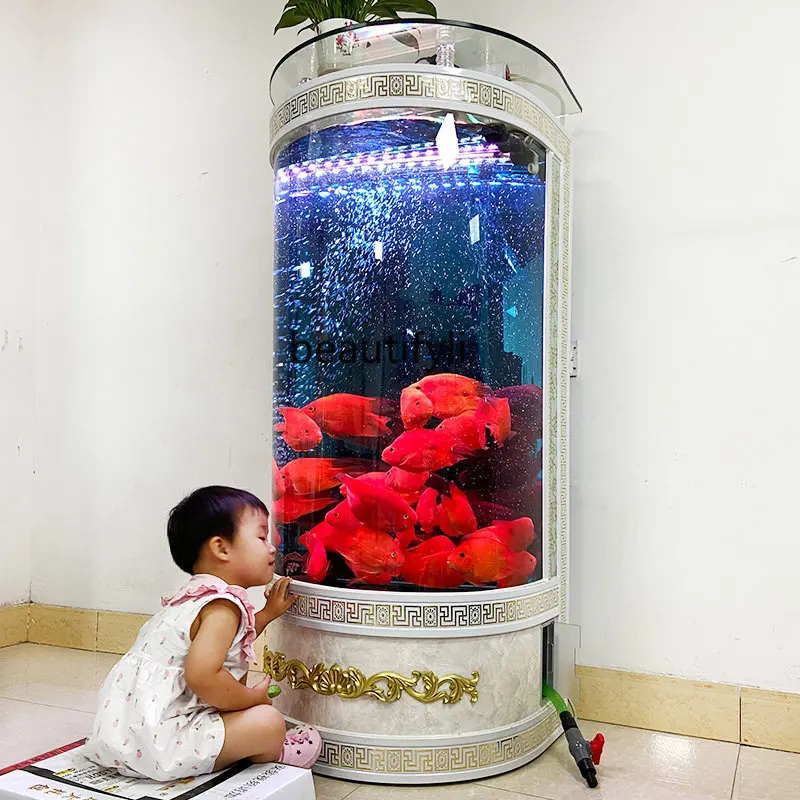 

Semicircle Fish Tank Living Room Large Floor Household Glass Ecological Change Water Goldfish Turtle Jar 2023 New fish tanks