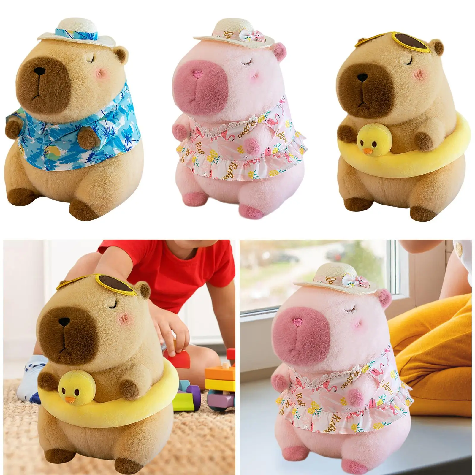 Adorable Capybara Plush Doll Stuffed Animal Toy 40cm for Kids Birthday Gift Soft PP Cotton Fill for Sofa Office Decor