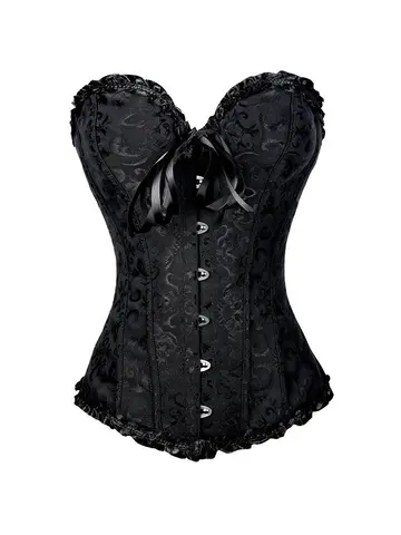 BurVogue Women Lace Up Sexy Floral  Boned Corset Overbust Body Shaper BustierLingerie Bodyshaper Top Corsets Top