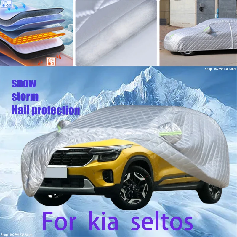 

For kia seltos Outdoor Cotton Thickened Awning For Car Anti Hail Protection Snow Covers Sunshade Waterproof Dustproof