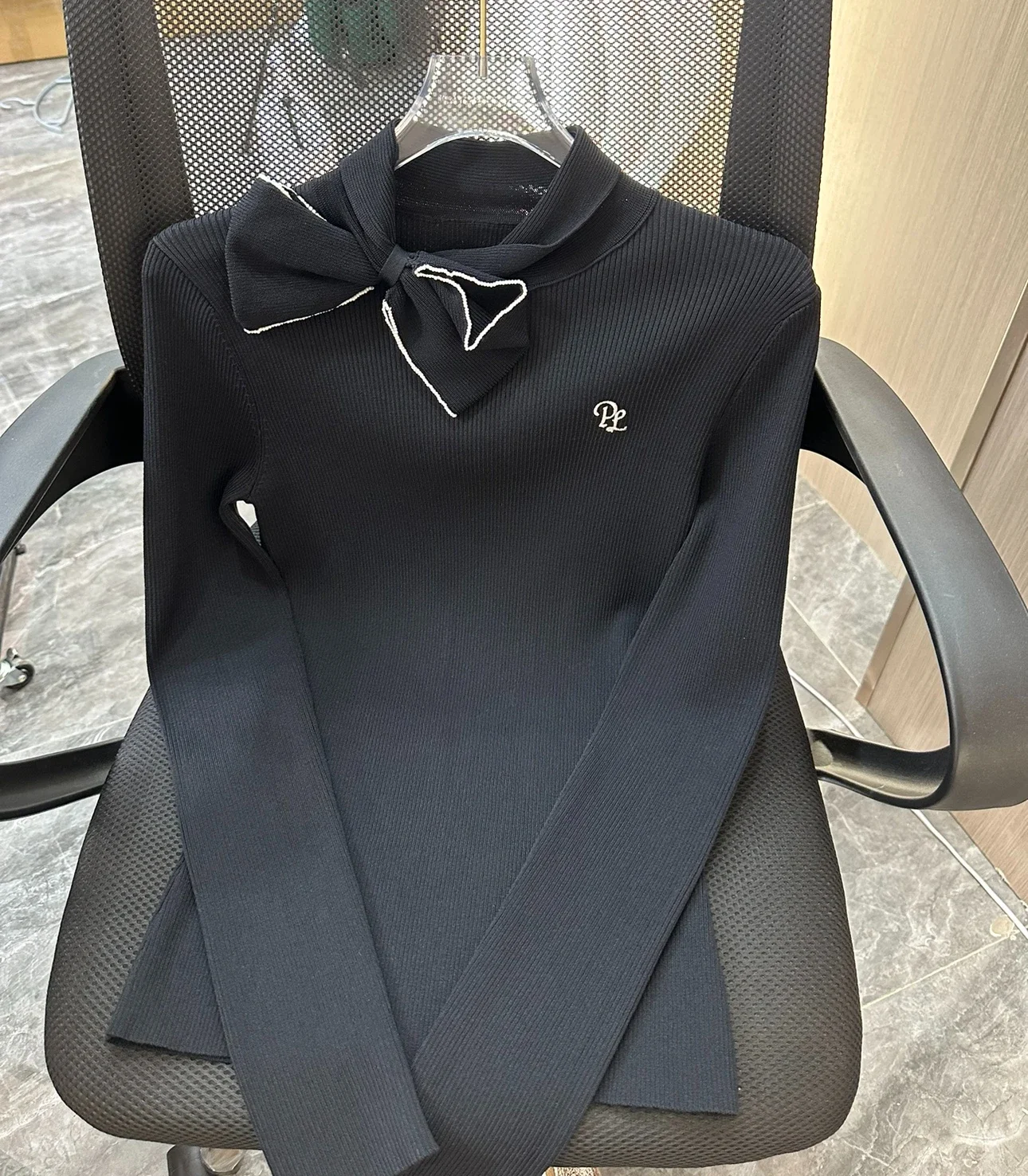 PL في الهواء الطلق جولف المرأة الخريف بلايز محبوك طويلة الأكمام قمصان بولو السيدات Bowknot الرقبة ضئيلة البلوزات الدافئة جولف البلوز