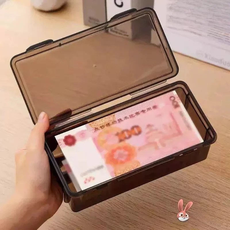 Cash Storage Box Coin Saving Financial Paper Currency Commemorative Coin Bill Receipts Box Hard Coin Container ABEYINUOR
