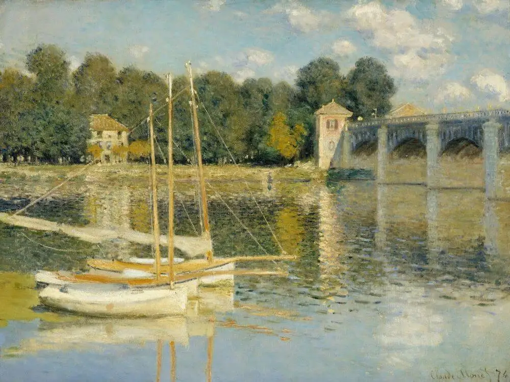 Impressionist Landscape Art Reproduction The Bridge at Argenteuil, 1874 by Claude Monet Oil Painting Wall Decor Hand Painted