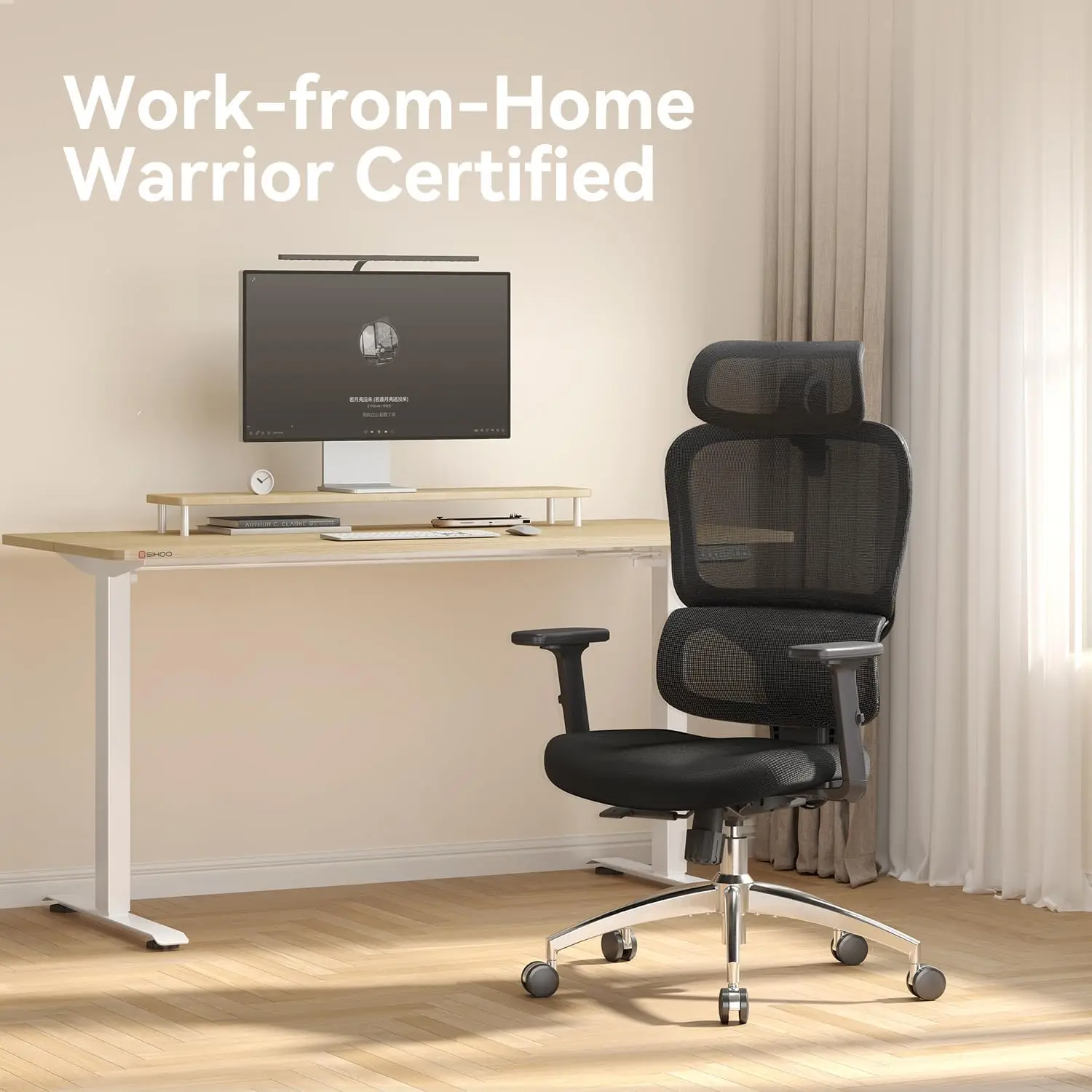 Ergonomic Office Chair, High Back Task Chair with Lumbar Support, Adjustable Headrest, Black