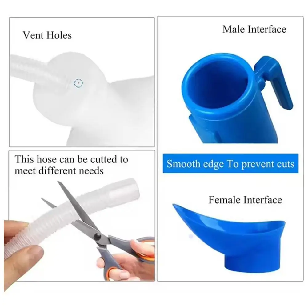 Urinal Bottle Portable Urinal Potty With Lid And Extension Tube Outdoor Urinal Chamber Pot For Men Women 2000ml